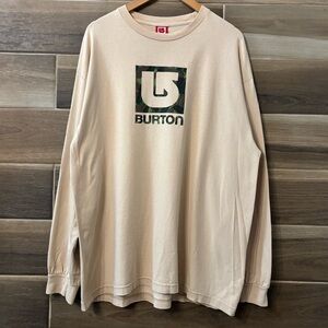 Vintage Burton Snowboards Long Sleeve T Shirt Size XL Peach Tan 2000s Skater Y2K